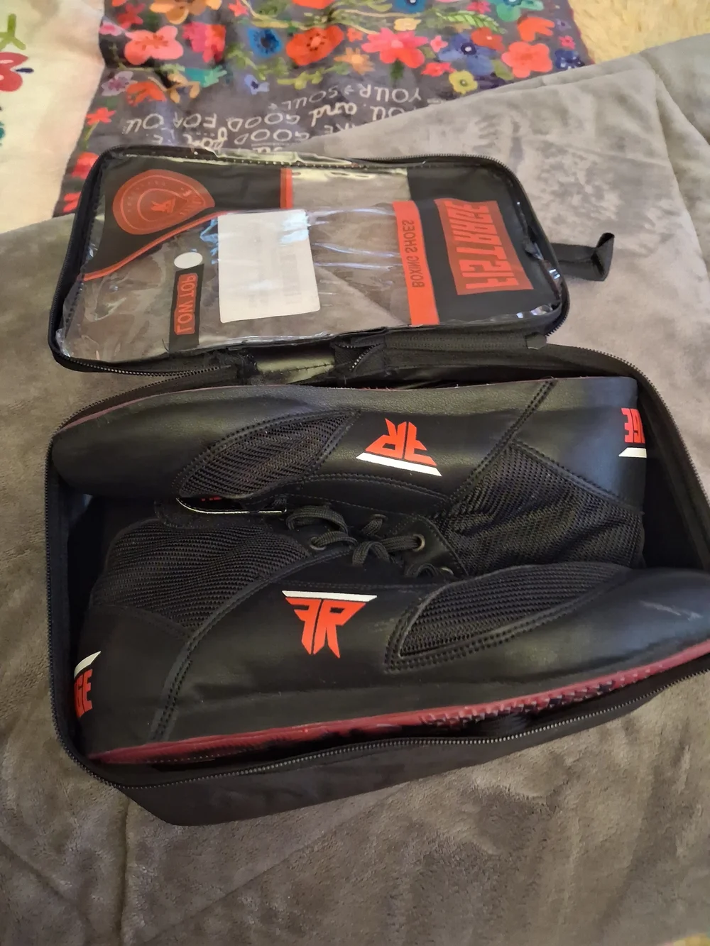 Men’s Fist Rage Black & Orange High-Top Boxing Shoes With Bag